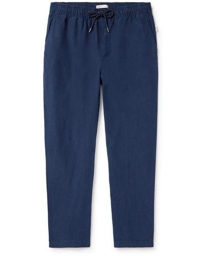 Onia Air Straight-leg Linen And Lyocell-blend Drawstring Pants - Blue