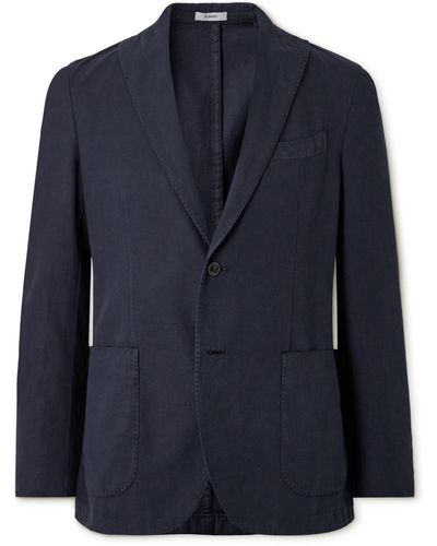 Boglioli Cotton And Linen-blend Suit Jacket - Blue