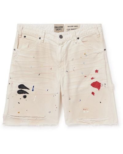GALLERY DEPT. Flea Carpenter Straight-leg Distressed Paint-splattered Denim Shorts - Natural