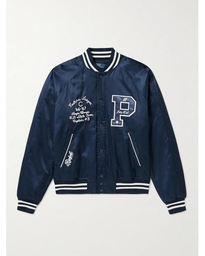 Polo Ralph Lauren Embroidered Applique Varsity Jacket - Blue