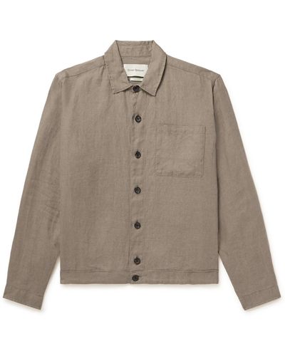 Oliver Spencer Milford Linen Blouson Jacket - Brown