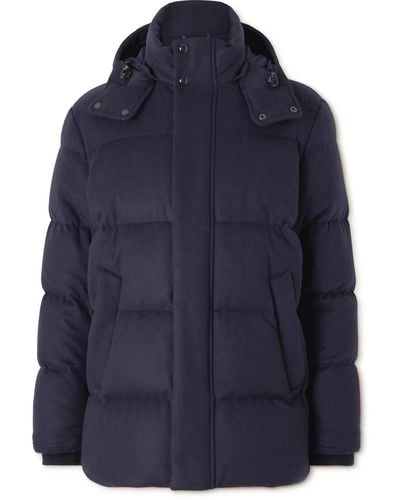 Ralph Lauren Purple Label Cameron Quilted Wool-blend Hooded Down Jacket - Blue
