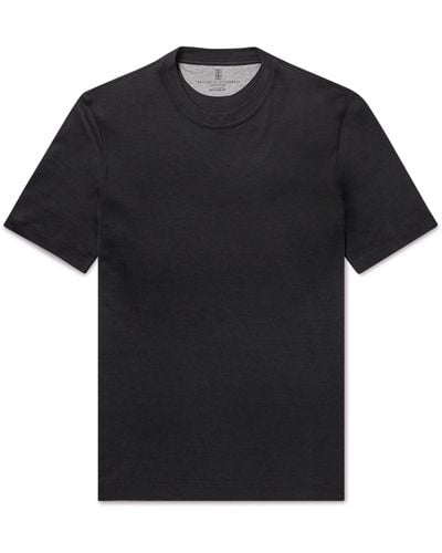 Brunello Cucinelli Silk And Cotton-blend Jersey T-shirt - Black