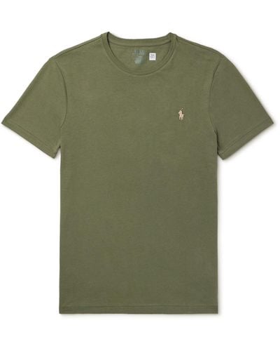 Polo Ralph Lauren Slim-fit Logo-embroidered Cotton-jersey T-shirt - Green