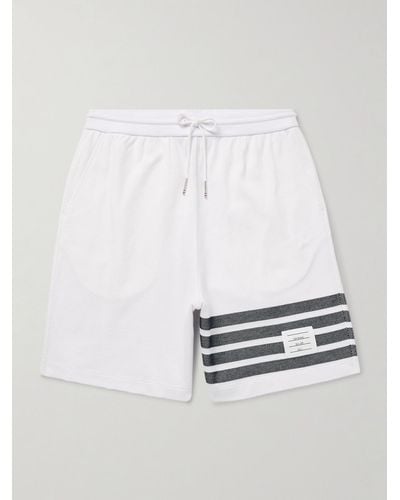 Thom Browne Gerade geschnittene Shorts aus Baumwoll-Piqué mit Kordelzugbund und Streifen - Weiß