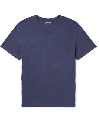 Frescobol Carioca Lucio Cotton And Linen-blend Jersey T-shirt - Blue