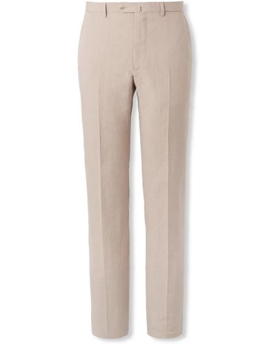 Caruso Slim-fit Tapered Slub Silk And Linen-blend Suit Pants - Natural