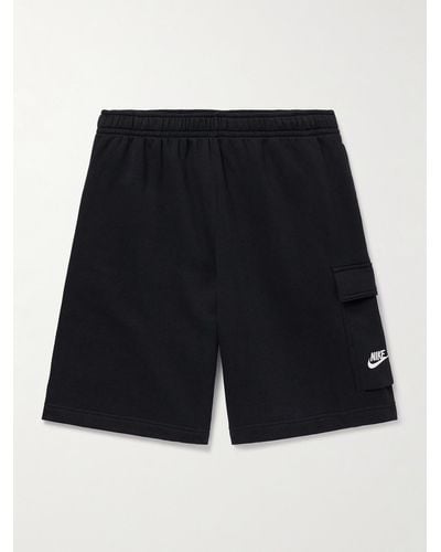 Nike Sportswear Club Wide-leg Cotton-blend Jersey Cargo Shorts - Black