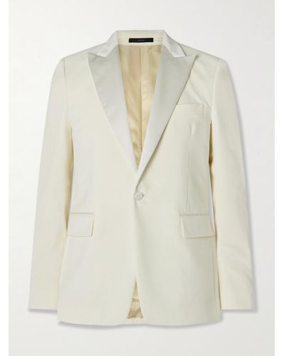 Paul Smith Satin-trimmed Cotton-velvet Tuxedo Jacket - White