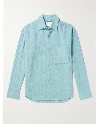 NN07 Adwin 5366 Hemdjacke aus Flanell aus einer Wollmischung - Blau