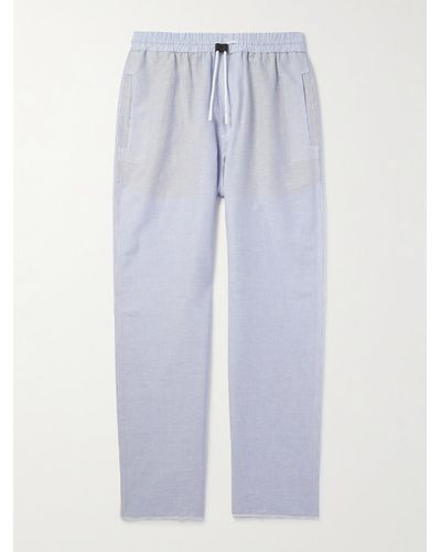 Loro Piana Akanko Straight-leg Striped Linen And Cotton-blend Poplin Trousers - Blue