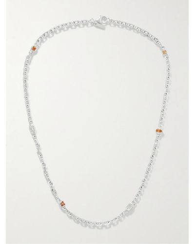 Hatton Labs La Croisette Sterling Silver Cubic Zirconia Chain Necklace - Bianco