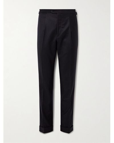 Saman Amel Slim-fit Tapered Pleated Wool And Cashmere-blend Felt Suit Trousers - Blue