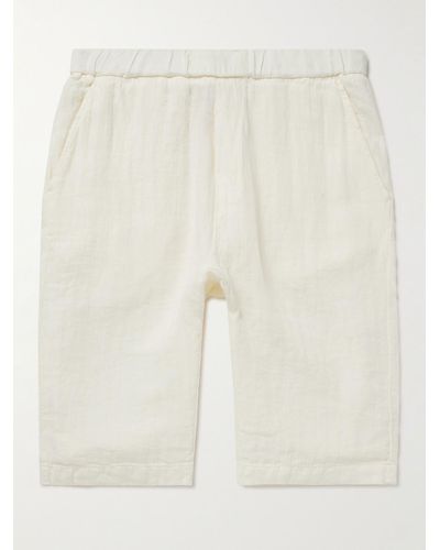 Barena Agro Straight-leg Cotton And Linen-blend Shorts - Natural