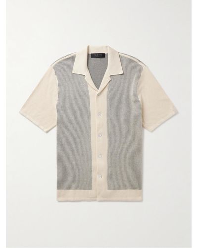 Rag & Bone Harvey Camp-collar Jacquard-knit Cotton-blend Shirt - White