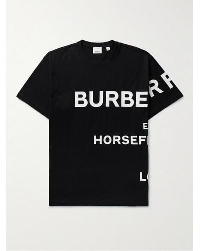 Burberry Oversize-T-Shirt aus Baumwolle mit Horseferry-Aufdruck - Schwarz