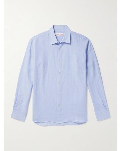 Orlebar Brown Camicia in lino Justin - Blu