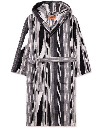 Missoni Clint Striped Cotton-terry Hooded Robe - Black