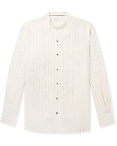 Loro Piana Elia Grandad-collar Pinstriped Linen Shirt - White
