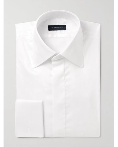 Thom Sweeney Cutaway-collar Cotton And Lyocell-blend Shirt - White
