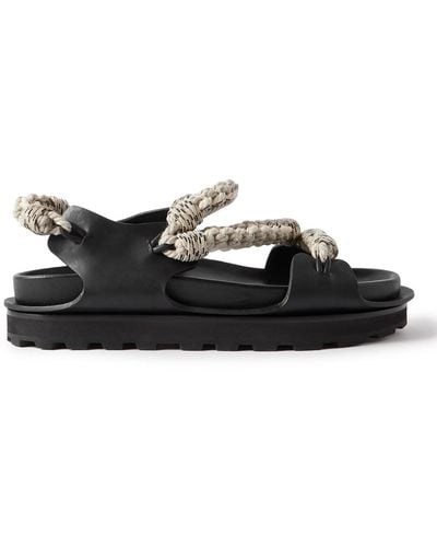 Jil Sander Leather And Rope Sandals - Black