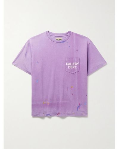 GALLERY DEPT. T-shirt in jersey di cotone con schizzi di vernice e logo - Viola