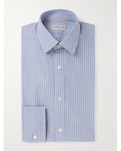 Charvet Hemd aus gestreiftem Baumwoll-Oxford - Blau