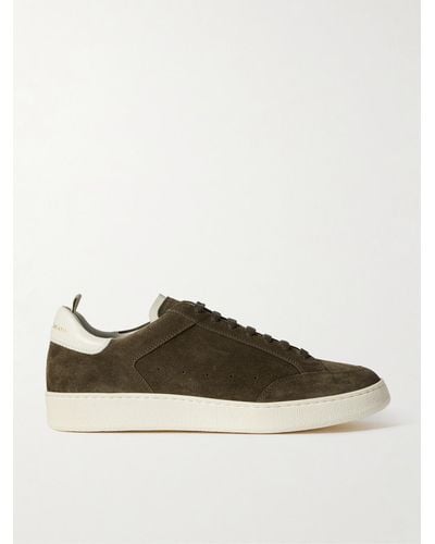 Officine Creative The Dime Leather-trimmed Suede Trainers - Brown