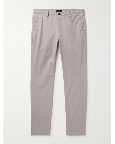 Theory Zaine Slim-fit Straight-leg Cotton-blend Twill Trousers - Grey