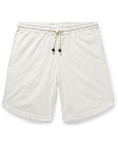 SMR Days Hiri Straight-leg Striped Organic Cotton Drawstring Shorts - White