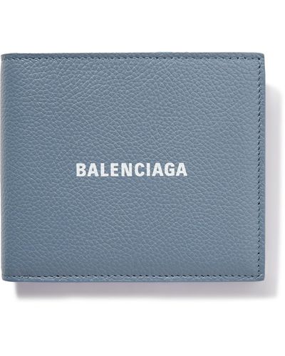 Balenciaga Logo-print Full-grain Leather Billfold Wallet - Blue