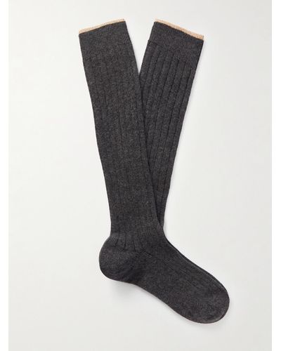 Brunello Cucinelli Socken aus Kaschmir in Rippstrick - Schwarz