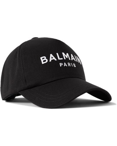 Balmain Logo-embroidered Cotton-twill Baseball Cap - Black