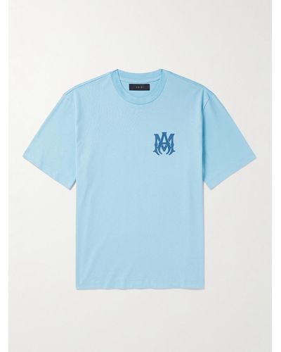 Amiri T-shirt in jersey di cotone con logo - Blu