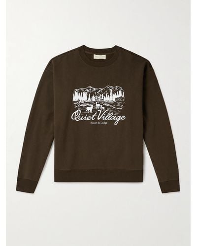 Museum of Peace & Quiet Quiet Village Logo-print Cotton-jersey Sweatshirt - Green
