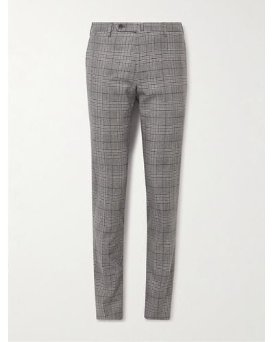 Incotex Slim-fit Tapered Prince Of Wales Checked Virgin Wool-blend Pants - Grey