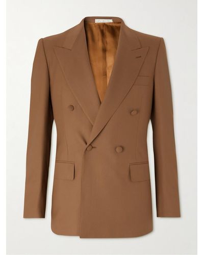 Umit Benan Jacques Marie Mage Double-breasted Wool-twill Suit Jacket - Brown