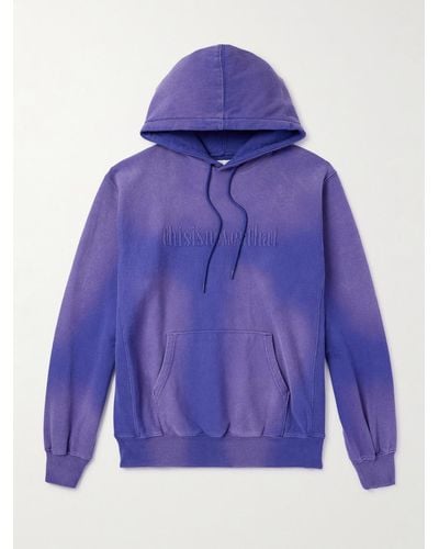 thisisneverthat Logo-embroidered Bleached Cotton-jersey Hoodie - Purple