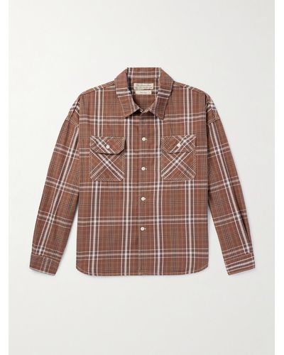 Remi Relief Checked Cotton-twill Shirt - Brown