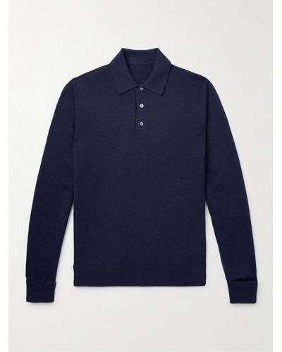 Anderson & Sheppard Wool And Cashmere-blend Polo Shirt - Blue