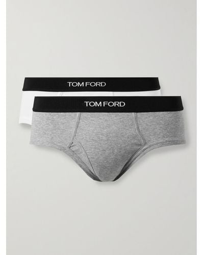 Tom Ford Confezione da due slip in cotone stretch - Grigio