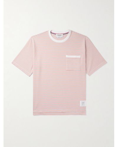 Thom Browne Oversized Striped Cotton-jersey T-shirt - Pink