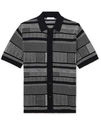 MR P. Striped Knitted Organic Cotton Shirt - Black