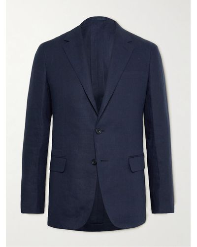 Kingsman Unconstructed Linen Suit Jacket - Blue