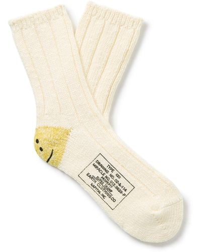 Kapital Intarsia-knit Cotton-blend Socks - White