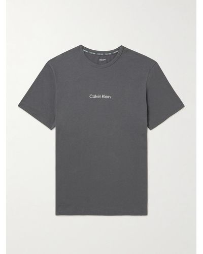 Calvin Klein Modern Structure Lounge Stretch Cotton-blend Jersey Pyjama Top - Grey