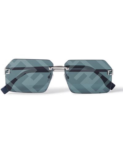 Fendi Sky Silver-tone Square-frame Sunglasses - Blue