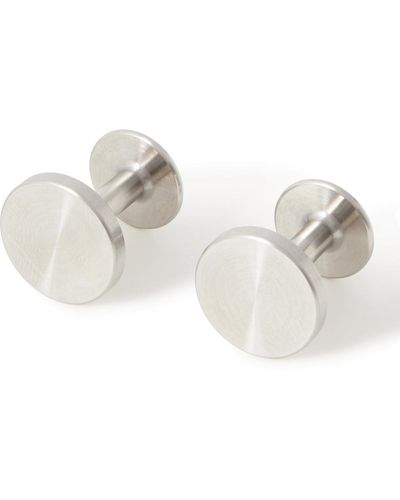 Alice Made This Dot Brushed Stainless Steel Cufflinks - White
