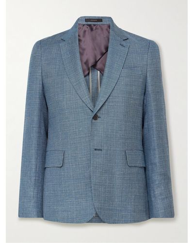 Paul Smith Slim-fit Linen And Wool-blend Blazer - Blue