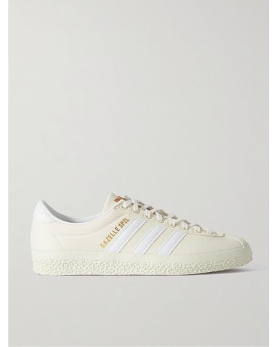 adidas Originals Gazelle Spzl Leather-trimmed Canvas Trainers - Natural